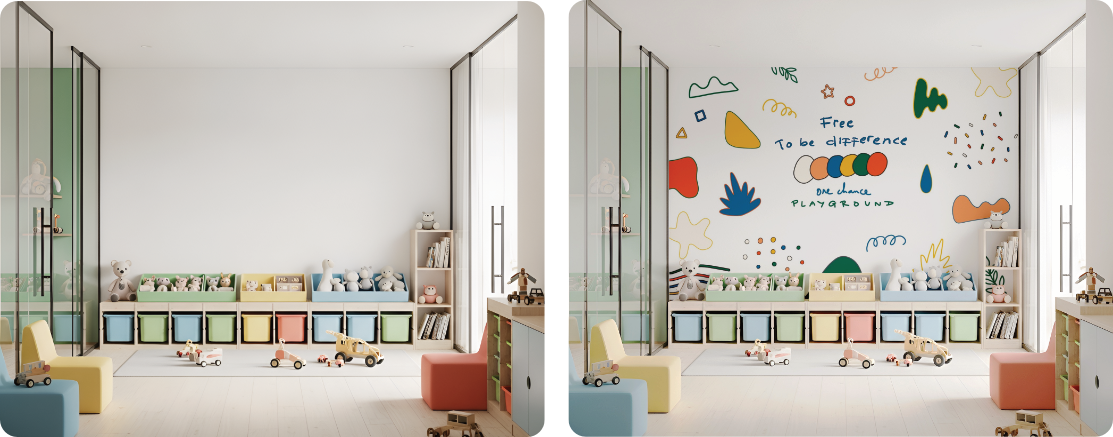Toy Room Feature Wall Design | Plaster Inspirational Mural